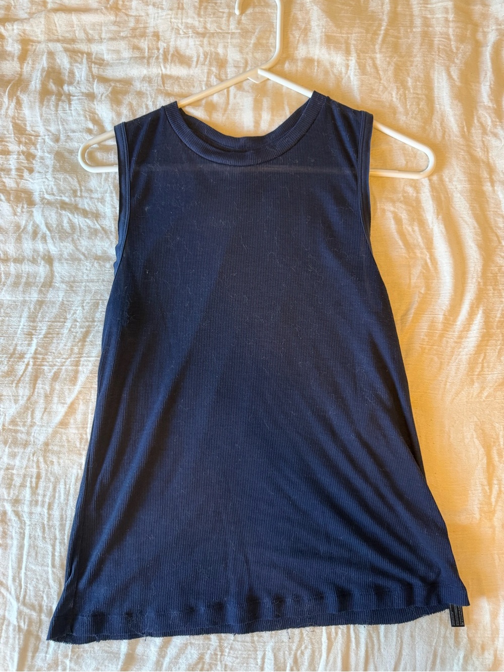 Free People Dark Blue Ribbed Tank Top